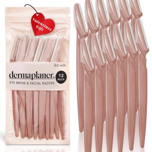 Kitsch Dermaplaning Tool - Face Razors for Women and Men, Eyebrow Trimmer and Face Shaver, Facial Hair Removal, Facial Razors for Women and Men, Dermaplane Razor, Valentines Gift - 12pc, Terracotta