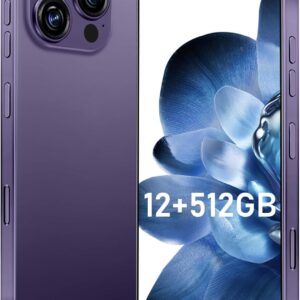 i16 Promax Smartphone جدید ارتقاء 12 گیگابایتی+512GB/6.99 "دوربین بزرگنمایی 68+108MP ، پایان شیشه ای معتدل ، 7000mAh Android 13 تلفن هوشمند (بنفش عمیق)