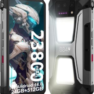 8849 Tank 2 Pro Smartphone Unlocked ، 24+512GB/1TB Android 14 تلفن همراه ناهموار با پروژکتور ، تلفن های همراه با ضد آب 6.79 '4G 23800mAh ، اثر انگشت/سیم کارت/OTG/GPS/GPS/ID