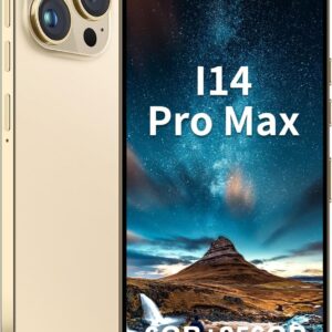 A14PROMAX UNDROID SMARTPHOHE 6GB+256GB ، 6.8 "HD+DISPLAY ، 50MP+24MP CAMERA DUAL ، باتری 6800mAh ، 5G Dual Sim ، 128 گیگابایت قابل ارتقاء (طلا)