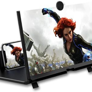 12 اینچ بزرگنمایی صفحه نمایش گوشی هوشمند 3D HD ، قابل ارتقاء ویدیو ، تاشو برای فیلم ها ، بازی ها ، همه تلفن های هوشمند (سیاه)