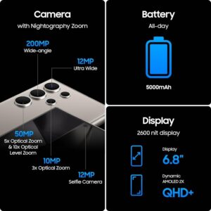 Samsung Galaxy S24 Ultra 5G S9280 فیزیکی Dual Sim 512GB 12GB RAM AI تلفن هوشمند ، قفل کارخانه ، مدل جهانی ، عمر باتری طولانی - بنفش تیتانیوم