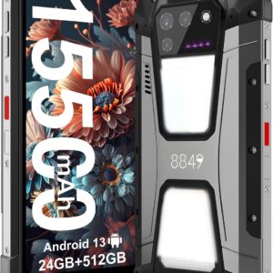 8849 Tank 2 Smart Smartphone Unlocked ، Android 13 تلفن همراه با پروژکتور ، تلفن های همراه ضد آب 6.79 '512 گیگابایتی ، دوربین دوتایی 4G SIM/24 گیگابایتی/108MP CAMERA/OTG/WIFI/GPS/Dual Light Light