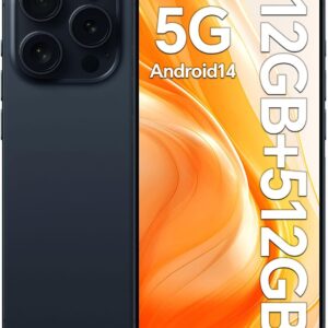 تلفن های همراه قفل نشده A16Pro Max Smartphone ، 12+512 GB Android 14 ، 48MP+108MP دوربین Android ، باتری 6800mAh ، صفحه نمایش HD 6.7 "، Android 14.0 ، Face/Lock/GPS/5G (آبی)
