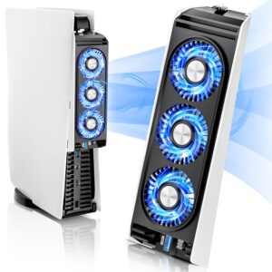 PS5 Cooling Fan with LED Light,Quiet and Efficient Cooling System for PS5 Cooler,2 Fan Speeds,USB 3.0 Port Compatible with PlayStation 5 Digital & Discs Edition，Not for PS5 Slim and New PS5 Pro