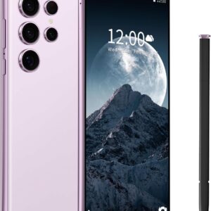 تلفن های قفل نشده I24 Ultra 5G ، ساخته شده در قلم ، باتری گوشی هوشمند 6800mAh 6.8 "صفحه نمایش قفل شده تلفن همراه ، 6+256 گیگابایتی Android13 با کارت حافظه 128G ، شناسه صورت/قفل اثر انگشت/GPS (بنفش)