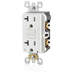 Leviton Smart GFCI ، 20 AMP ، Self Test ، مقاوم در برابر دستکاری با نور نشانگر LED ، اعلان ها را مستقیماً به تلفن هوشمند خود ، D2GF2-KW ، WHITE ارسال کنید