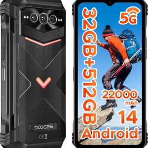 Doogee v Max Pro 5G تلفن هوشمند ناهموار ، 22000mAh ، 32 گیگابایتی+512GB/TF 2TB Android 14 تلفن ناهموار ، دوربین اصلی 108 مگاپیکسلی ، 6.58 "FHD+120Hz IPS صفحه نمایش آب ضد آب ، IP68/IP69K ، تلفن ضد آب ، Duate Unlock/Wifi6/Wifi6/NFC/NFC/OTG