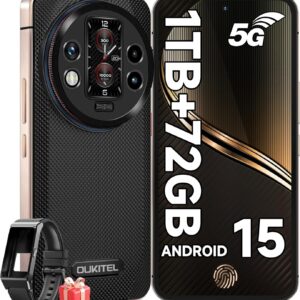 OUKITEL WP200 PRO ANDROID 15 تلفن ناهموار 5G RAM UNLOCKED-72GB RAM+1TB ROM تلفن هوشمند با هدفون/ساعت هوشمند ، باتری 8800mAh (45W) ، نمایشگر 6.7 'FHD+120Hz AMOLED ، دوربین 108MP ، NFC/AI/AI/GPS/T-Mobile