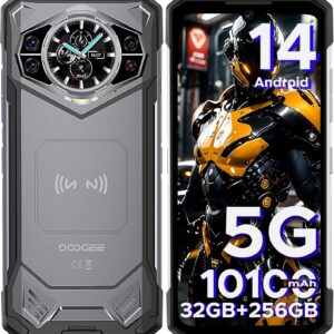 Doogee S200 5G تلفن هوشمند ناهموار با صفحه نمایش دوگانه 6.72 اینچی FHD+1.32 "، 10100mAh/33W تلفن ناهموار قفل نشده ، 32 گیگابایت+256 گیگابایت تلفن همراه ، Android 14،100 MP دوربین/شناسه اثر انگشت/Face/NFC/GPS