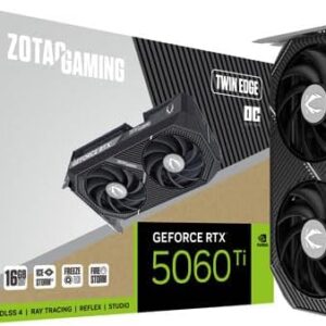 Zotac Gaming Geforce RTX 5060 Ti 16GB Twin Edge OC DLSS 4 16GB GDDR7 128 بیتی 28 GBPS PCIE 5.0 کارت گرافیک بازی ، ICESTORM 2.0 خنک کننده ، SFF آماده ، ZT-B50620H-10M