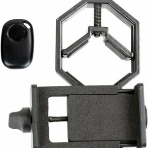 Celestron 81037 Digiscoping Universal and Atroimaging آداپتور تلفن هوشمند DX با بلوتوث از راه دور - دوربین تلفن هوشمند خود را به یک چشم به چشم می اندازد تا تصاویر و فیلم ها را ضبط کند ، سیاه