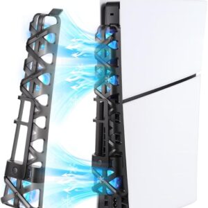 Cooling Fan with LED Light for PS5 Slim, Quiet Cooling System Accessories for Playstation 5 Slim Disc and Digital Editions, Compatible with Horizontal Stand For Gaming Console