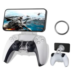 NBCP PS5 Controller Phone Mount – Adjustable Mobile Phone Holder Clip for Playstation 5 Dualsense, Magnetic Gaming Clip for iPhone & Android – Ergonomic Design, Ultra-Strong Magnets, 360° Rotation