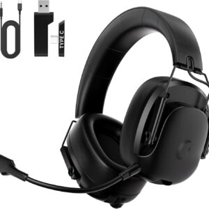 هدست بازی بی سیم برای رایانه های شخصی ، PS5 ، PS4 ، سوئیچ ، هدست بازی با میکروفن لغو نویز قابل جدا شدن ، 2.4 گیگاهرتز و بلوتوث 5.3 اتصال دوگانه ، 7.1 صدای سیاه اطراف