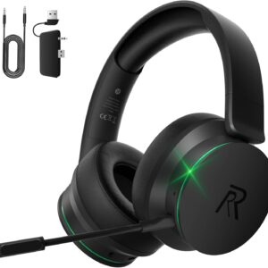 هدست بازی بی سیم Ryr برای سری Xbox X | S ، Xbox One ، PS5 ، PS4 ، Mac ، بلوتوث 5.3 ، صدای فراگیر سه بعدی ، گوشواره های قابل چرخش ، هدفون بازی با میکروفون های لغو کننده نویز