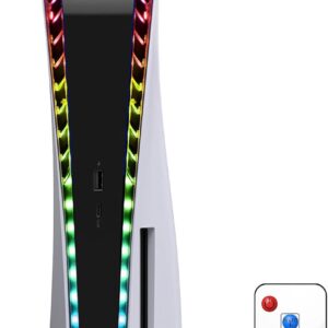 YUANHOT LED RGB Light Strip Compatible with PS5 Pro/PlayStation 5/PS5 Slim Disc&Digital Edition Console with 7 Colors 358 Modes, DIY Decoration Accessories Flexible Lights Strip with Remote