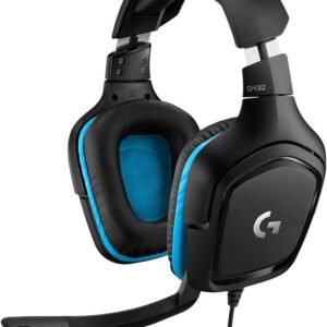 هدست بازی سیمی Logitech G432 ، 7.1 صدای فراگیر ، هدفون DTS: X 2.0 ، میکروفن به ورم ، رایانه شخصی (چرمی) سیاه/آبی