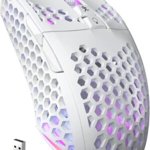 ماوس بازی بی سیم White White ، 8000 DPI Tri-Modes BT5.1/Type-C Wired/2.4G ماوس بی سیم با 2 دکمه جانبی ، ماوس گیمر ماکرو قابل برنامه ریزی با نور RGB برای لپ تاپ/رایانه/MAC