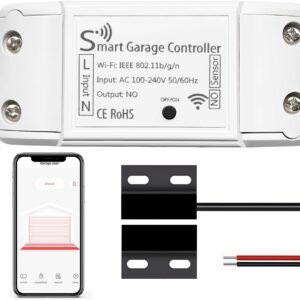 بازکن درب گاراژ هوشمند ، کنترلر از راه دور درب گاراژ WiFi جهانی با کنترل برنامه تلفن های هوشمند ، هشدار باز در سمت چپ ، سازگار با iOS ، Android ، Alexa ، Google Assistant ، IFTTT ، بدون نیاز به توپی
