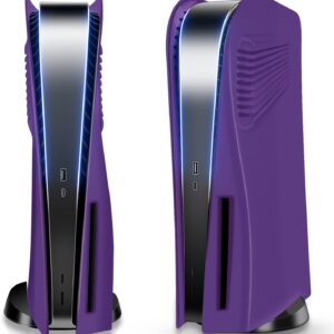 SIKEMAY PS5 Console Cover Plates for Disc Edition, Playstation 5 Accessories Covers Faceplate Custom Hard Shockproof with Cooling Fan Vents Dust Protective ABS Skins Shell Side Panels - Purple