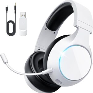 ypbdan TA4000 2.4GHz/Bluetooth 5.3 هدست بازی بی سیم برای رایانه شخصی ، PS5 ، PS4-هدفون های گوش بیش از حد با میکروفون ENC ، زمان پخش 60H ، حالت سیمی 3.5 میلی متر ، سازگار با سوئیچ ، مک ، موبایل و کنترلر