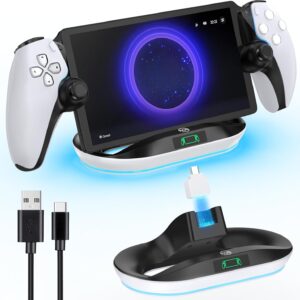 Charging Stand for PS Portal Remote Player, PS Portal Charging Dock with Light Modes, PS Portal Stand Charger, Portal Dock Station with Magnetic Connector, PS Portal Holder Base PSP Game