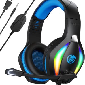 هدست بازی FC100 با میکروفون برای PS4 ، PS5 ، Switch ، Xbox ، PC ، Mac ، هدست گیمر با RGB Light ، هدفون رایانه ای با MIC