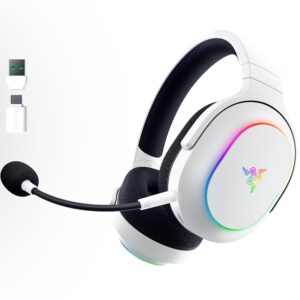 هدست بازی بی سیم Razer Barracuda X Chroma: 2.4 گیگاهرتز بی سیم و بلوتوث - سبک وزن - Chroma RGB - درایورهای 40 میلی متر - میکروفن قلبی - باتری 70 ساعته - برای رایانه شخصی ، Mac ، PS5 ، سوئیچ ، تلفن هوشمند - سفید