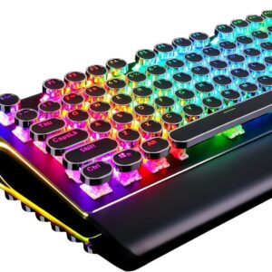 صفحه کلید TYPEWRITER RK ROYAL KLUDGE S108 ، صفحه کلید بازی یکپارچهسازی با سیستمعامل 108 کلیده با RGB Backlit حاشیه ای ، استراحت مچ دست جداشو