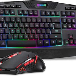 صفحه کلید بازی Redragon S101 ، ماوس M601 ، صفحه کلید بازی با نور پس زمینه RGB ، ماوس با نور پس زمینه قابل برنامه ریزی ، مجموعه دسته کوچک موسیقی جاز (نسخه جدید)
