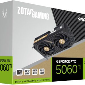 Zotac Gaming GeForce RTX 5060 Ti 16GB AMP DLSS 4 16GB GDDR7 128 بیتی 28 GBPS PCIE 5.0 کارت گرافیک بازی ، خنک کننده ICESTORM 2.0 ، نورپردازی LED سفید ، ZT-B50620F-10M