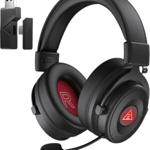 هدست بازی بی سیم EKSA با میکروفون برای رایانه شخصی ، محاصره شده ، 20ms با تأخیر فوق العاده کم ، هدفون های گیمر بلوتوث 2.4 گرم با باتری 50 ساعته ، هدست رایانه ای سیمی برای لپ تاپ PS4 PS5