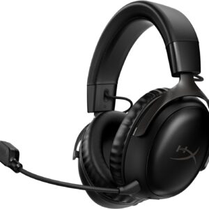 Hyperx Cloud III بی سیم-هدست بازی برای رایانه شخصی ، PS5 ، PS4 ، باتری 120 ساعته ، بی سیم 2.4 گیگاهرتز ، صوتی مکانی DTS ، درایورهای زاویه دار 53 میلی متر ، فوم حافظه ، قاب با دوام ، میکروفون 10 میلی متر ، سیاه