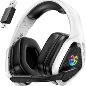 هدست بازی بی سیم برای PC ، PS5 ، PS4 ، 2.4 گیگاهرتز هدفون بازی USB & Type-C با میکروفون ، هدفون بلوتوث 30H باتری برای سوئیچ ، لپ تاپ ، موبایل ، MAC