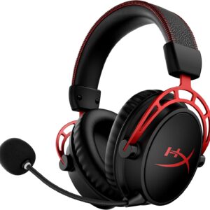 هدست بازی بی سیم Hyperx Cloud Alpha برای رایانه های شخصی با هدفون DTS: X صوتی فضایی ، میکروفن سر و صدا ، درایورهای محفظه دوتایی ، قاب آلومینیومی با دوام-زندگی 300 ساعته ، قرمز (تجدید)