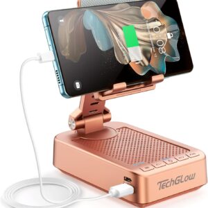 هدایای TechGlow برای آقایان زنان تاشو تلفن همراه با بلندگو بلوتوث Power Bank 360 ° ° Phone Phone Stand Stand Stand هدیه تولد برای مادر DAD DAD COOL TECH GIFTS-ROSE