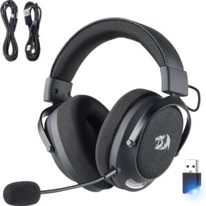 هدست بازی بی سیم Redragon H858 3 حالته ، 7.1 صدای فراگیر ، درایور 53 میلی متر ، لنت های گوش فوم حافظه ، میکروفون بدون سر و صدا قابل جدا شدن ، هدفون بیش از حد گوش برای تلفن همراه ، PC/PS5/NS کار می کند