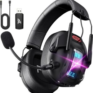 هدست بازی بی سیم YPBDAN برای PS5 ، PS4 ، PC ، USB بیش از هدفون بازی گوش با میکروفن لغو سر و صدا ، بلوتوث 5.3 ، باتری 100H ، تأخیر کم ، هدست تاشو برای سوئیچ ، مک ، لپ تاپ