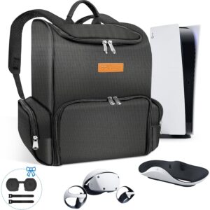 FPVtosky Backpack for PS5 Pro & PSVR2, 2-IN-1 Large Travel Bag for Playstation VR2 & PS 5/PS5 Slim/PS 5 Pro, Protective Storage Carrying Case Compatible with Playstation 5 & PS VR2 Gaming Accessories
