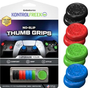 KontrolFreek No-Slip Thumb Grips | Universal Edition for Nintendo Switch Pro, PlayStation 4 (PS4), PlayStation 5 (PS5), Xbox One & Xbox Series X Controller | 8-Pack | Blue/Green/Red/Black